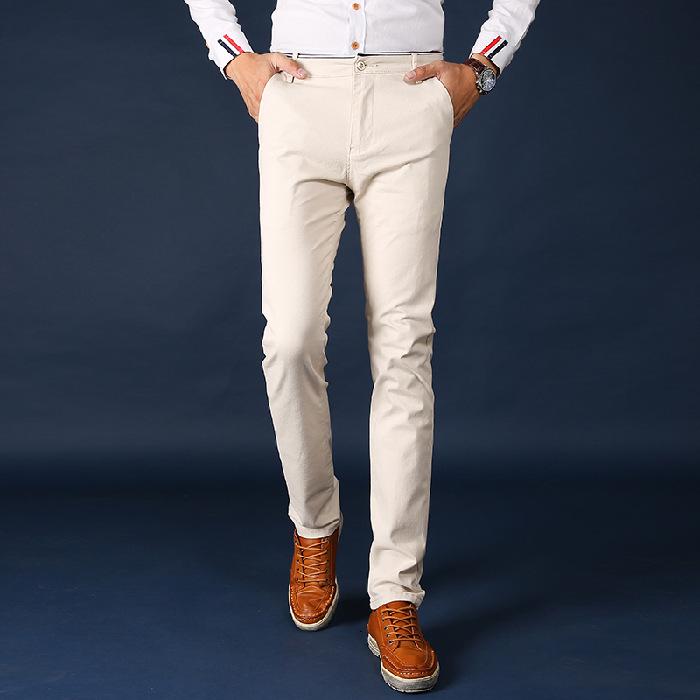 Men's Solid Color Casual Business Pants - Autumn/Winter Korean Style