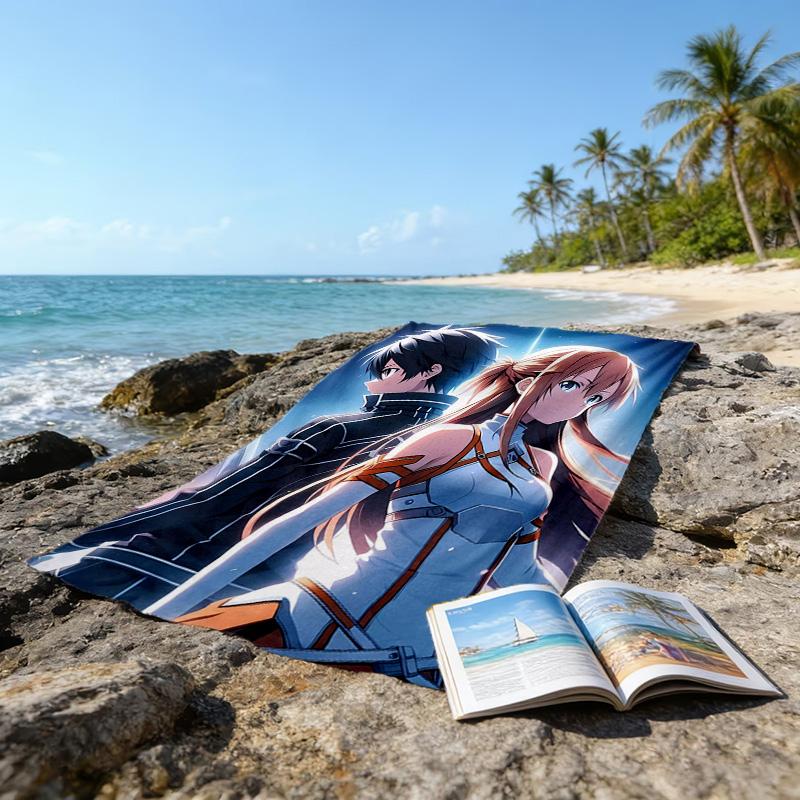 1pc Sword Art Online1 Beach Towel, Beach and Seaside Swimming Pool Equipment, Fashion Pattern, Rectangular, Travel Essentials