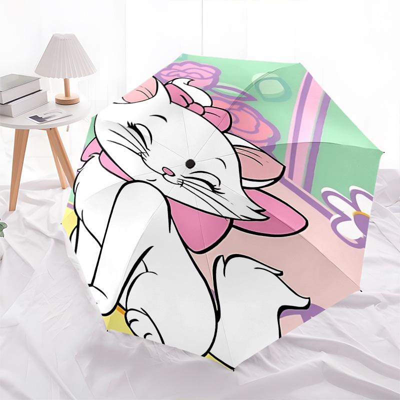 Aristocats, Marie Themed Automatic Opening and Closing Umbrella, Brightly Colored 8-rib Portable Umbrella, Suitable for Men and Women, A Perfect Gift