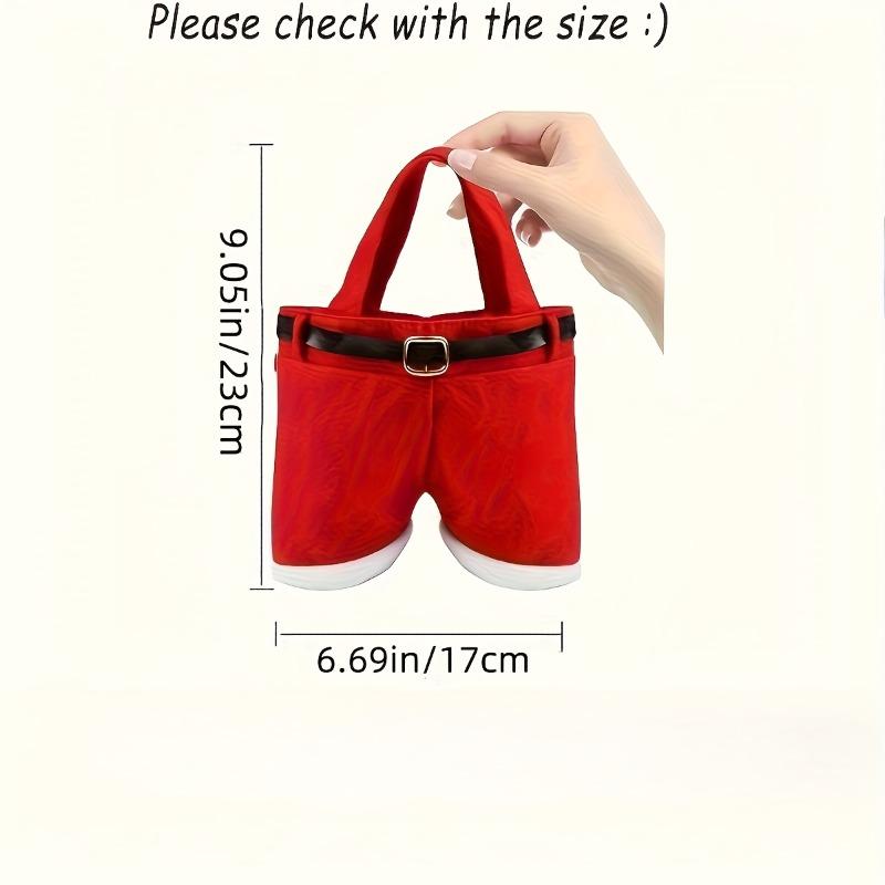1/5pcs Santa Pants Candy Bag - Red Christmas Gift Bag with Belt Loop for Stocking Stuffers, Party Favors, and Holiday Decor