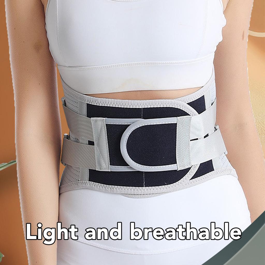 Back Brace Grey Lumbar Support Belt M Breathable Polyester Fiber with Steel Pad Back Support for Home Sport Office