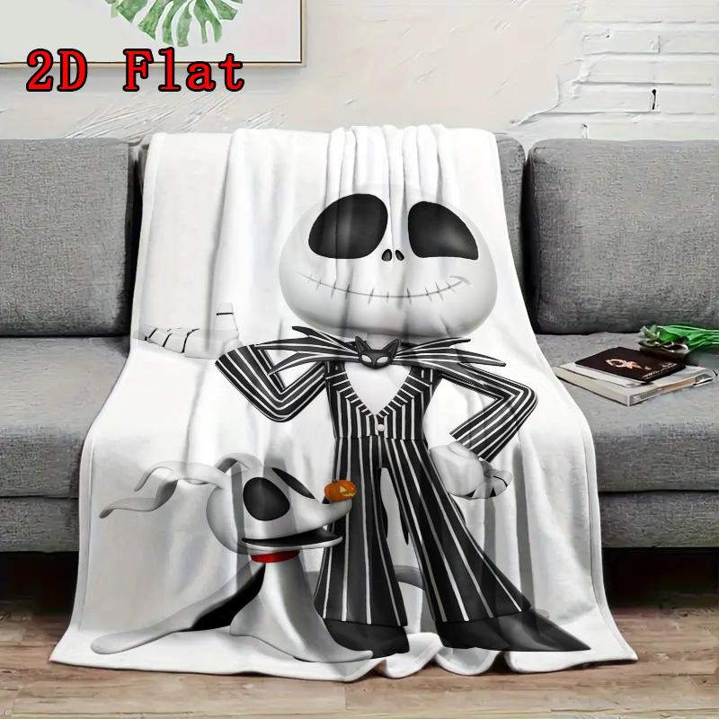 The Nightmare Before Christmas Jack 2D Flat Pattern Flannel Blanket High Quality All Seasons Warmth and Comfort Perfect for Christmas Gifts.