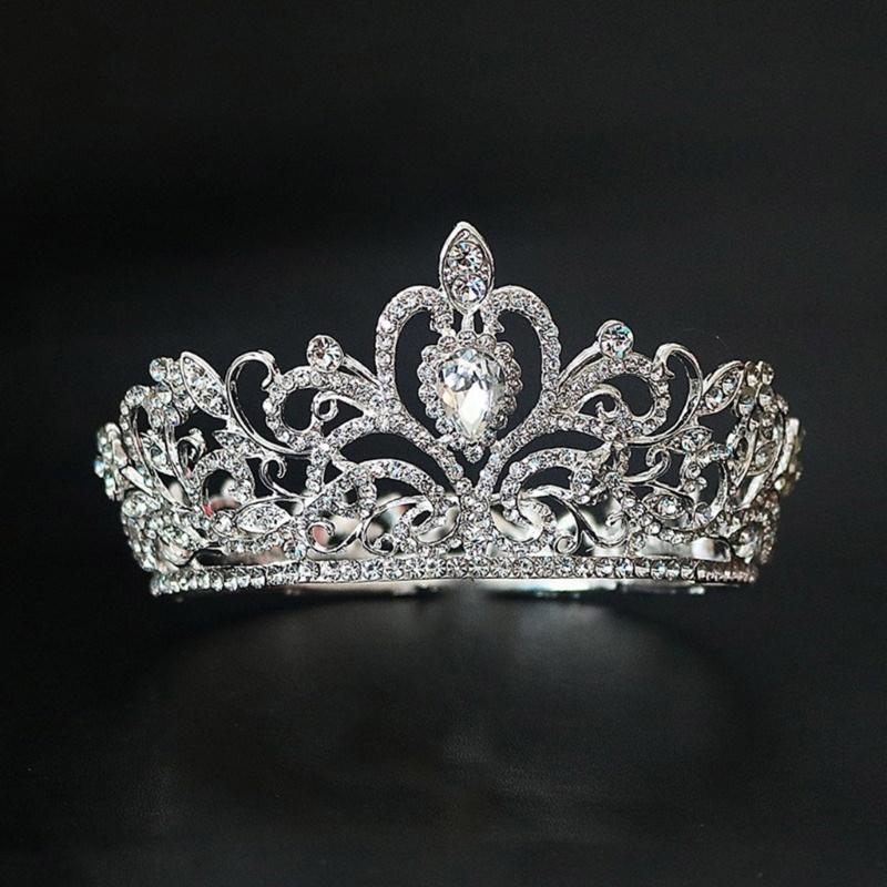 Wedding Crown Tiaras Round Crown Bridal Crown Metal Tiaras Princess Crown for Party Halloween Proms Birthday Banquets