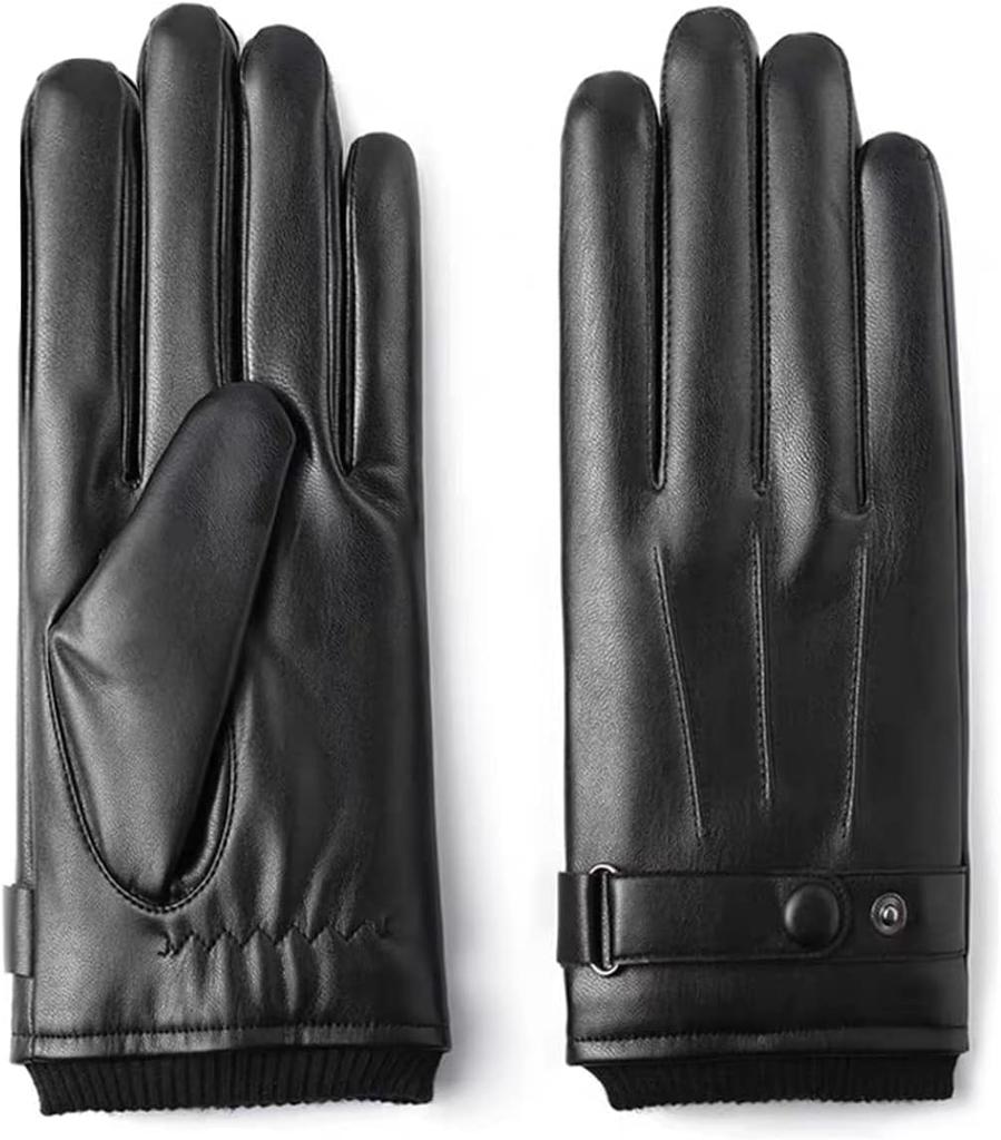 Winglos PU Leather Full Finger Gloves with Smartphone Cold Weather Fleece Soft and Windproof and Perfect for Outdoor One Size Fits All Men's