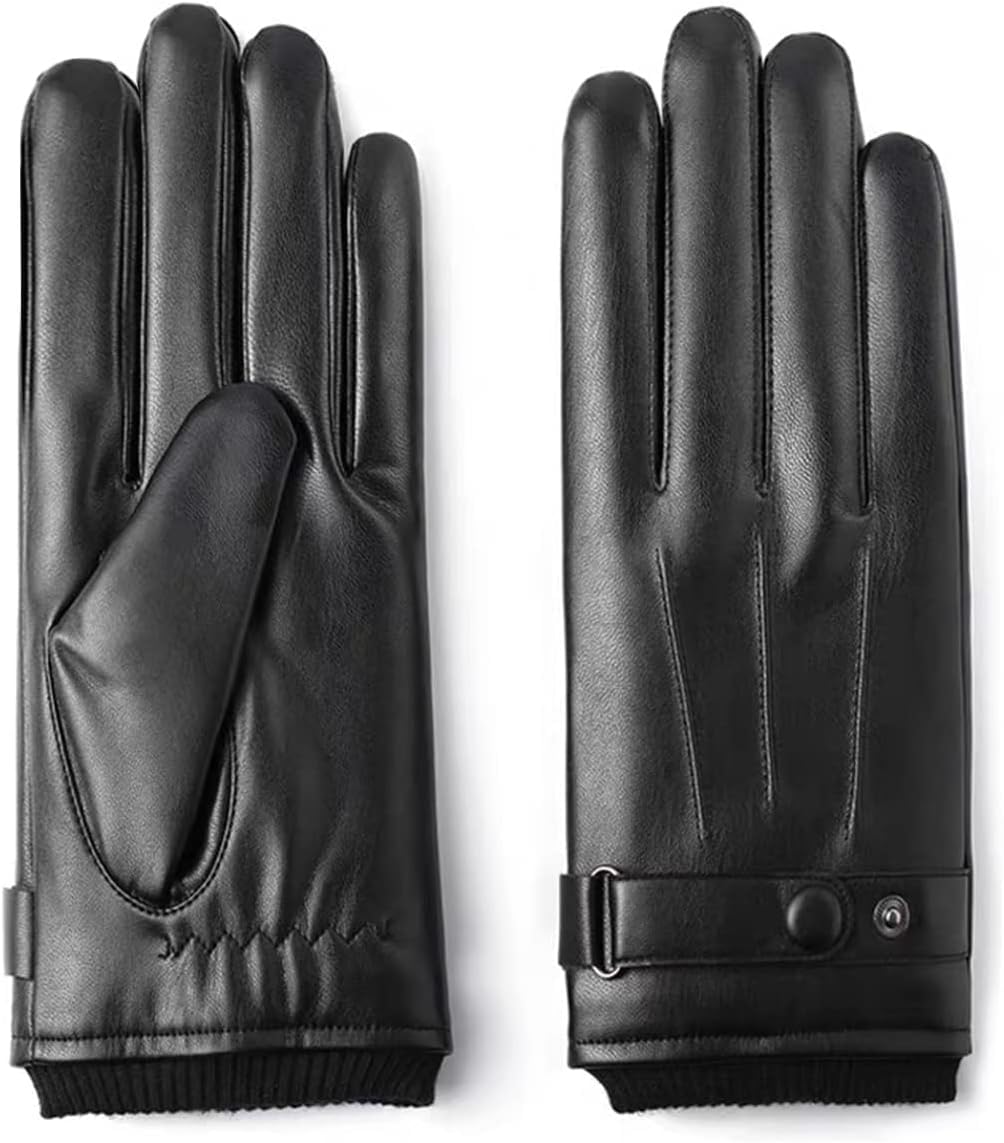 

Winglos PU Leather Full Finger Gloves with Smartphone Cold Weather Fleece Soft and Windproof and Perfect for Outdoor One Size Fits All Men s чёрный