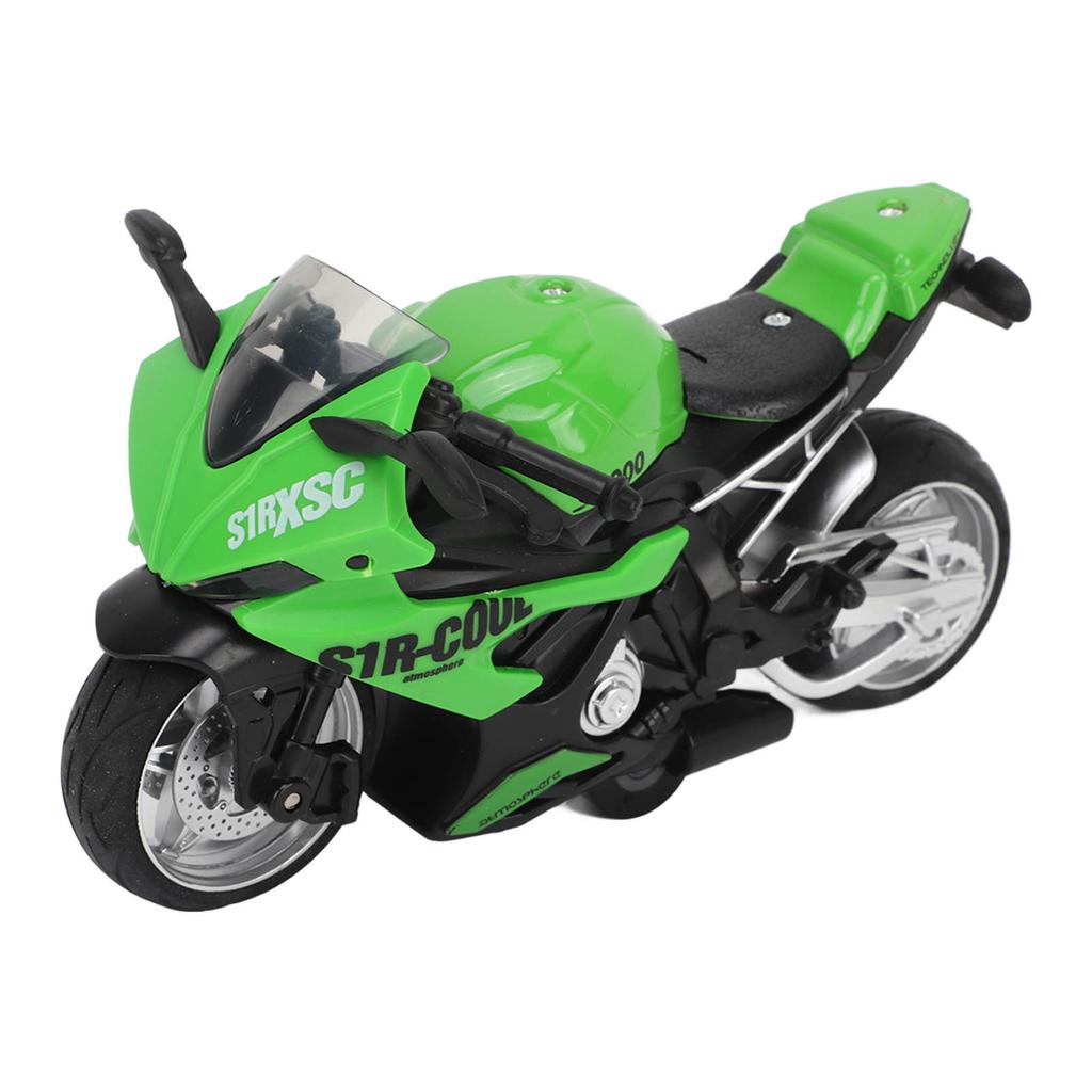Kids Pull Back Motorcycle Toy Sound Light Effects High Simulation Alloy Motorcycle Model Green