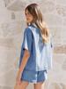 2025 Vintage Denim Two-Piece Set: Women's Loose Short-Sleeve Shirt & Shorts