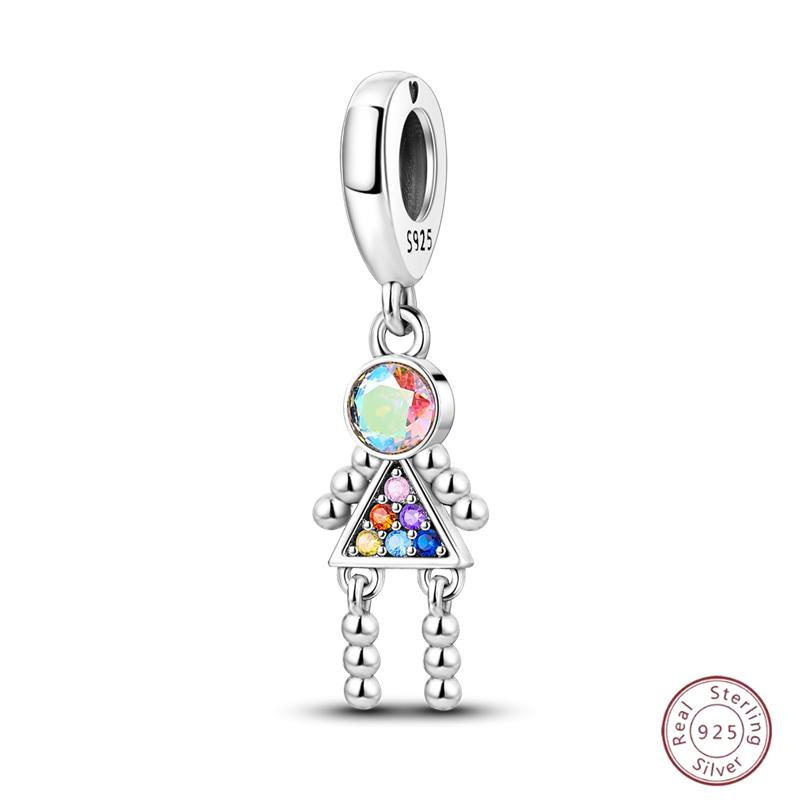 Copper Beaded Pendant Blue Shiny Zircon Suitable Original 3Mm Bracelet Women Fine Jewelry