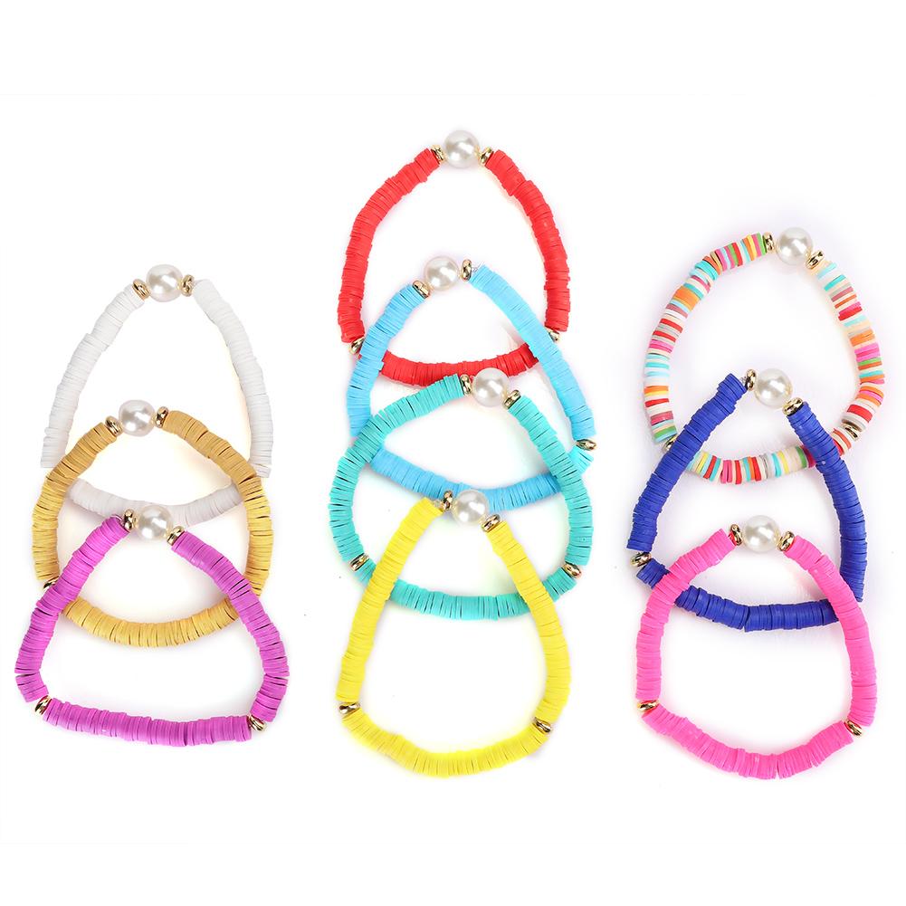 10pcs Bracelet Faux Pearl Colorful Fashionable Personality Women Bracelet Jewelry Gift