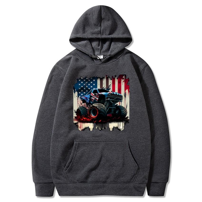 American Monster Truck Bigfoot Printed Hoodie Autumn Winter Street Fashion Hoodie Daily Casual Warm Hoodie Holiday Gift