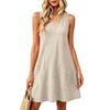 Summer Dresses Loose V Neck Sleeveless Sundresses Swimsuit Coverup With Pockets