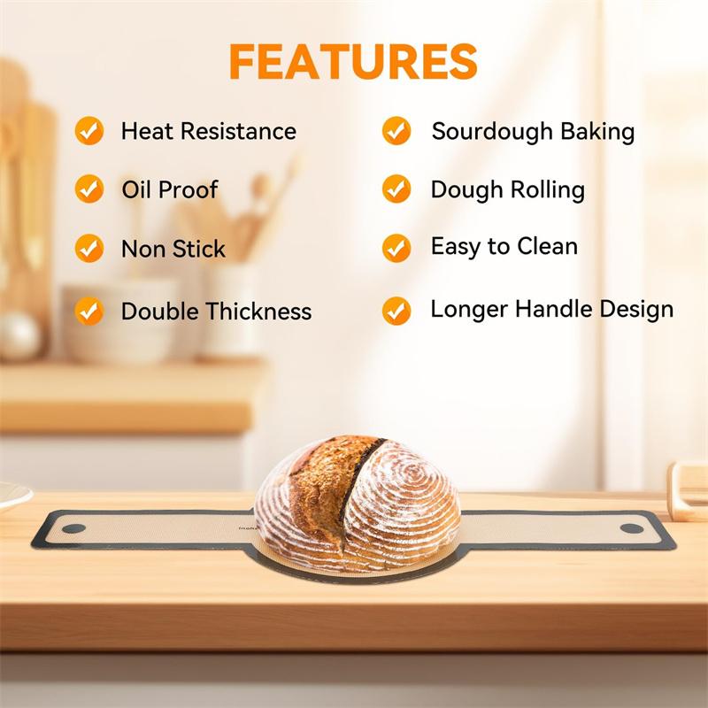 Silicone Bread Sling 1/2 Pcs Non-Stick & Easy Clean Reusable Silicone Bread Baking Mat With Long Handles