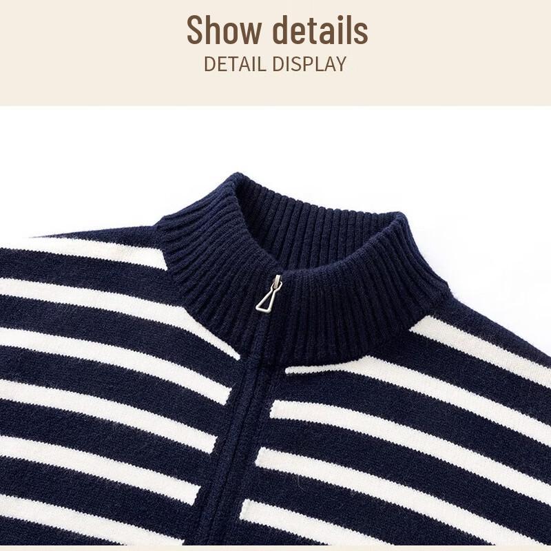 Hengyuanxiang Striped Zip-Up Knit Cardigan