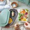 Toffy Microwave Double Grill Plate Cooks Two Dishes Saves Includes Recipe Pale Aqua K-MW5, Simultaneously, Time, Book, Non-stick Coating,