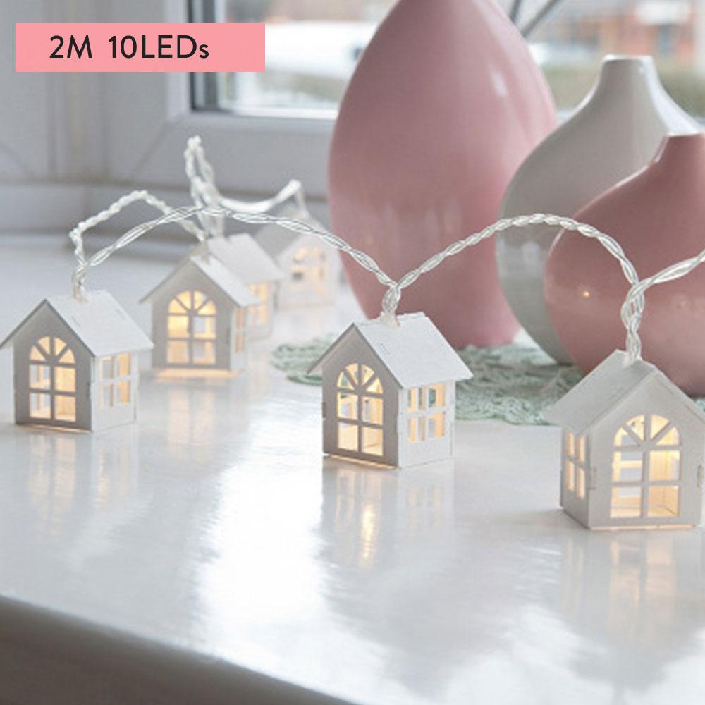 2M Wood House LED String Light Fairy Garland USB/Battery Operated Festoon for Xmas Wedding Party Bedroom Table Decoration Lamps