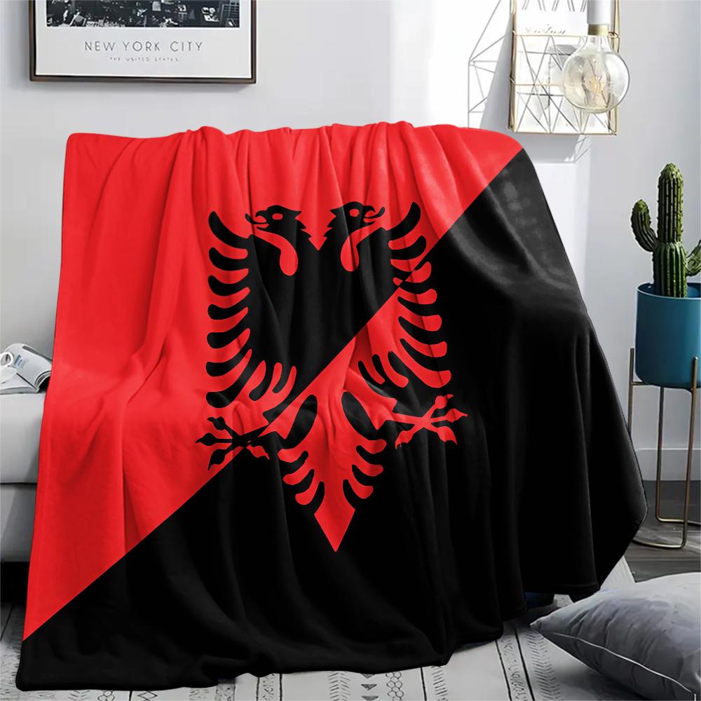 1PC Republic of Albania Print Flannel Blanket, High Quality All Seasons, Home Decor, Warmth and Comfort, Perfect for Christmas Gifts