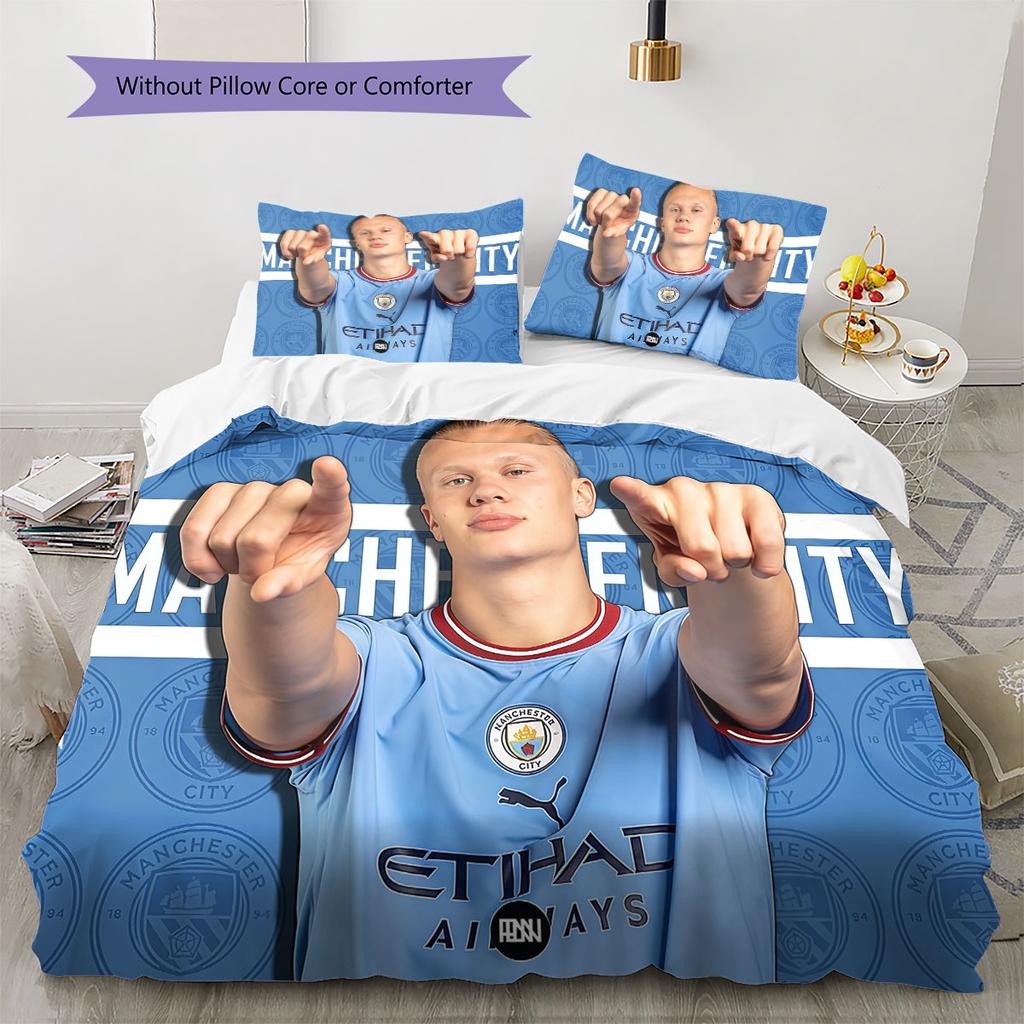 Erling Haaland Icon Bedding Quilt Set Quilt Cover Pillowcase Home Decoration Birthday Gift (1 * duvet cover + 2 * pillowcase, without core)