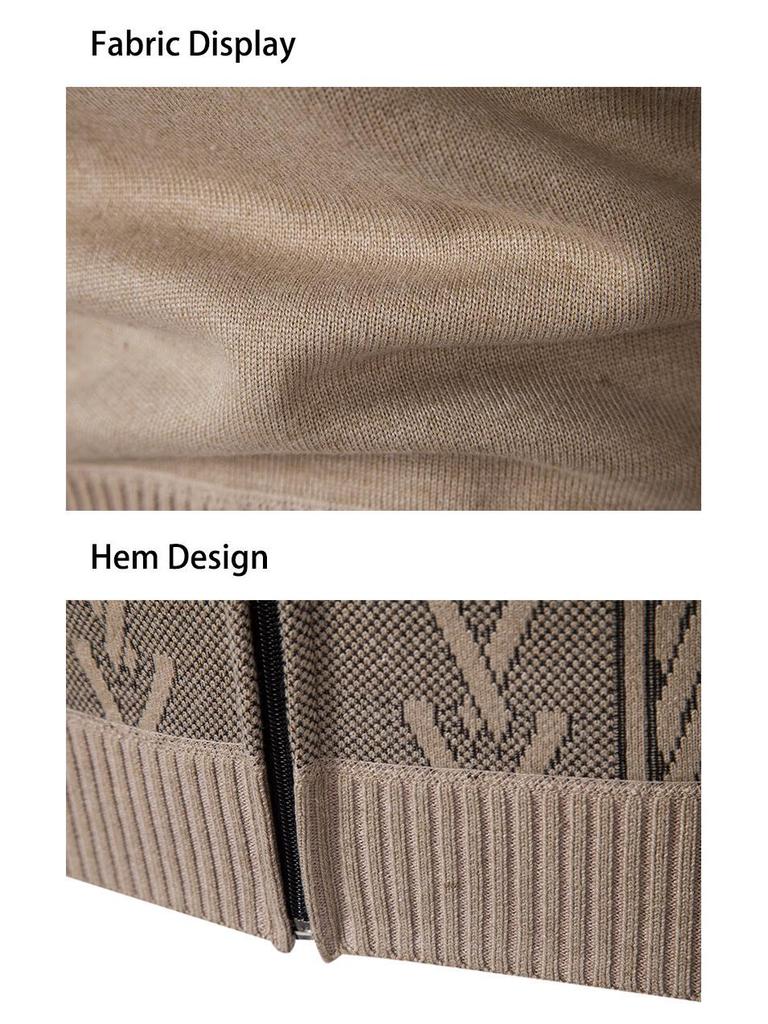 Men's Winter Stand-up Collar Cardigan Jacket - Thick Knit with Plus Velvet