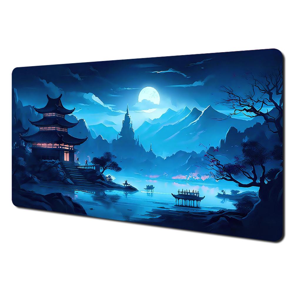 Ink Wash Style Cherry Blossom Pagoda Scenery Large Mouse Pad Desk Mat Pc Accessories Gaming Pad Office Rug Mouse Carpet Mousemat