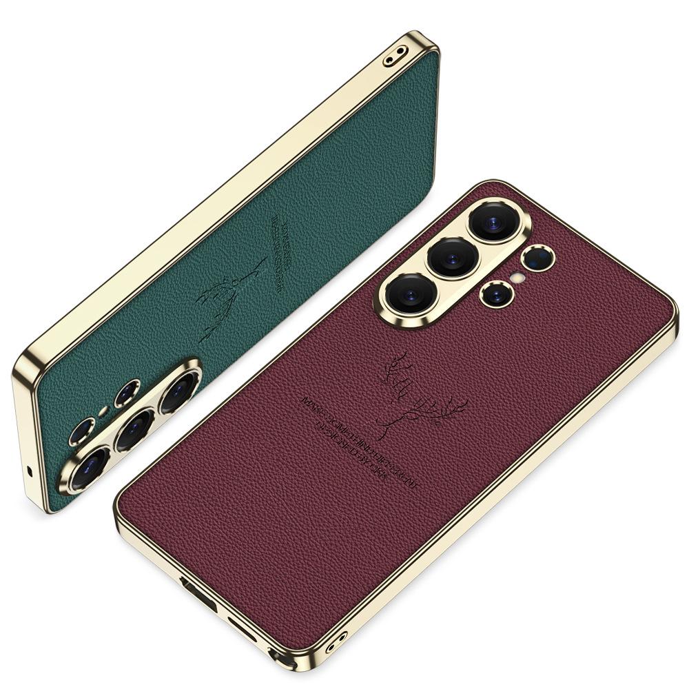 Samsung S26ultra Elk Mobile Phone Case Electroplated Plain Leather Mobile Phone Case, High-end Men's and Women's Protective Case.