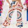 Women Plus Size High Waist Full Length Flared Pants Navy Blue Sparkle Starry Printed