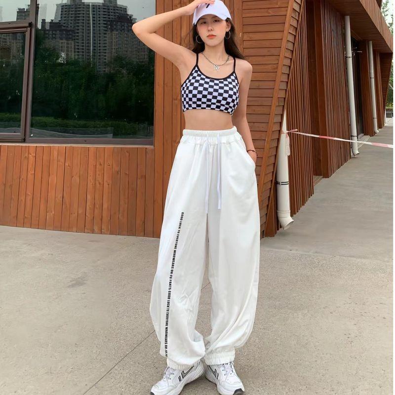 

Модные спортивные брюки для танцев джаз, хип-хоп, женские, белые, для уличных танцев, с высокой посадкой, свободные, зауженные к низу, повседневные, универсальные, брюки-шаровары White XL(Recommendations (65.00 kg-70.00 kg)