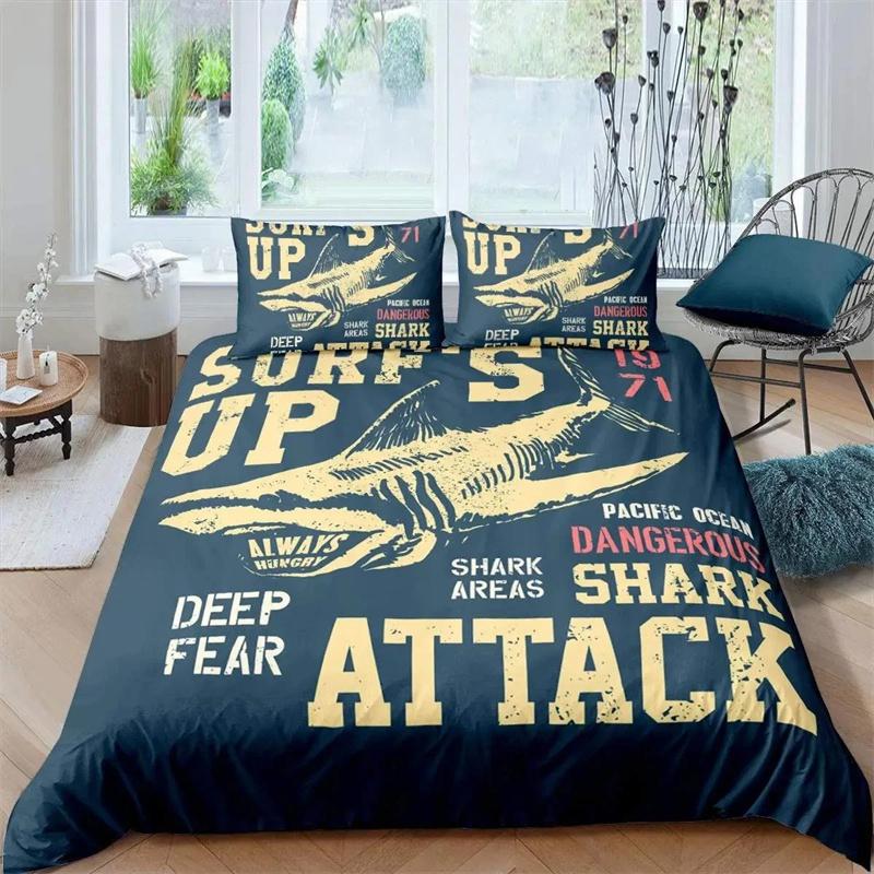 Shark Duvet Cover Set Types Of Sharks Pattern Duvet Cover Set Bedclothes Pillowcase Double Queen King Size Polyester Bedding Set