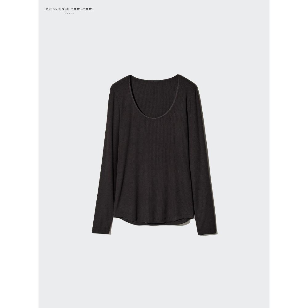 Uniqlo UlTra Warm HeaTTech Cashmere Blend Rib Crew Neck T