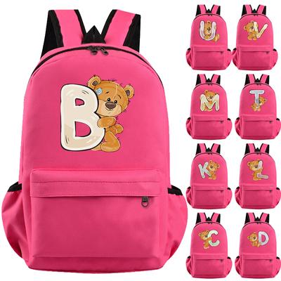 Batoh Lovely Little Bear 26 anglických písmen školní taška pro dívky pro chlapce Batoh s velkou kapacitou Bookbag pro dětské dárky