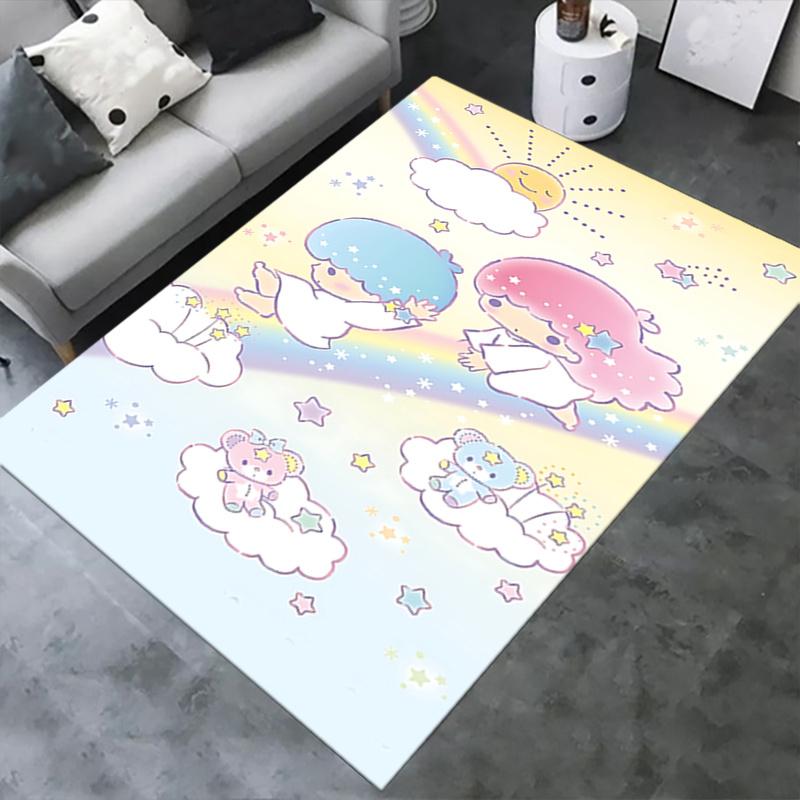 Office Rug "Little Twin Stars", "Kawaii" Anti-Slip Rug, Machine Washable for Living Room, Bedroom, Office, Multiple Sizes, Bedroom Mat, Decorative Mat