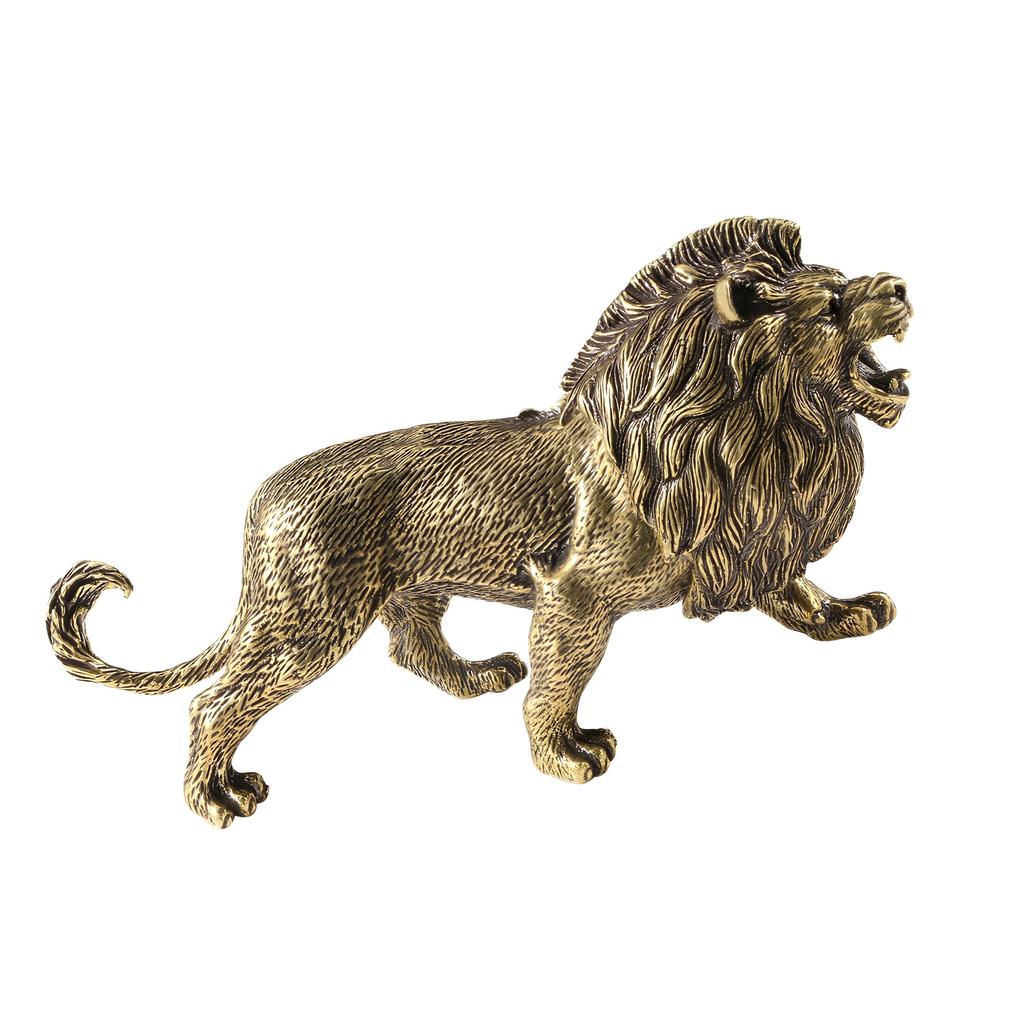 Metal Animal Figurines Lions Statues Shelf Decors Accent Lions Decorative Objects Tabletop Centerpieces for Home Decors