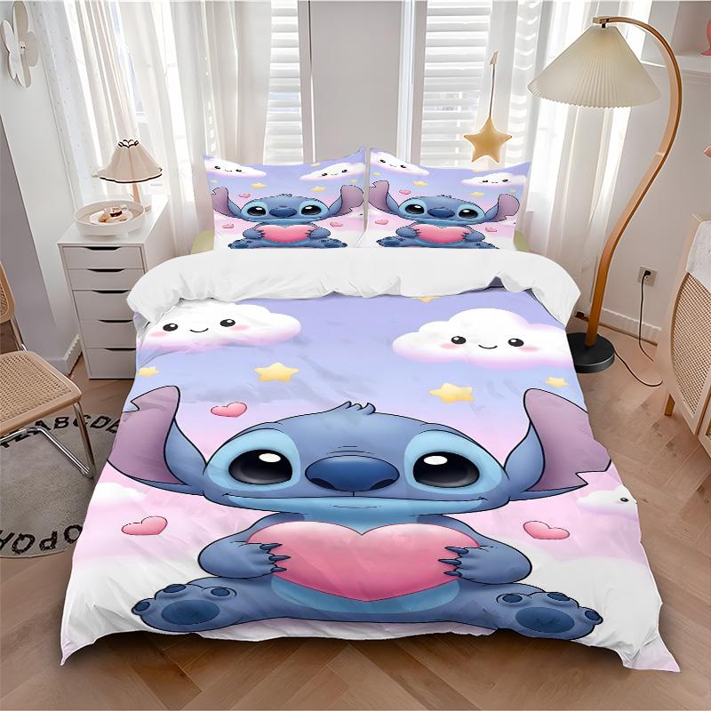 Stitch Heart Print 3Pcs Bedding Setduvet Cover With 2 Bedropillowcase Home Birthday Gift