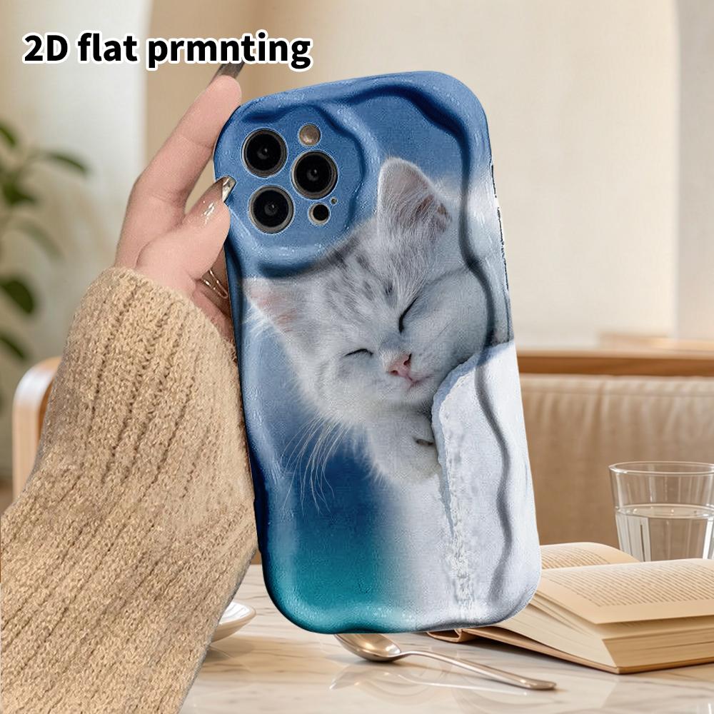 Phone Case: 2D Flat Design Suitable for iPhone 18, 17, 16, 15, 14, 13 Pro Film Protective Case, Couple Style, Gradient Kitten, Christmas and Halloween