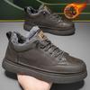 Herrenschuhe mit einem Pedal Winter Arbeit Schwarz Freizeit Lederschuhe wasserdicht Herren Samt Thermobaumwollschuhe Stiefeletten