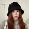 Bucket hat women's solid color versatile trendy face covering hat bow autumn and winter thin sunshade sunscreen basin hat