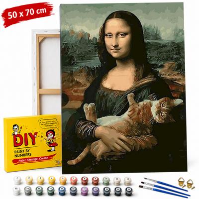 Picture Paint By Numbers With Frame 50X70 Mona Lisa With Cat