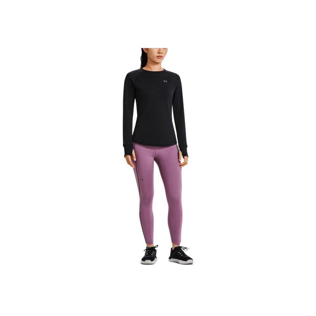 Under Armour Solid Color Sports Crew Neck Printed T-Shirt Women Tops Black 1353351-001