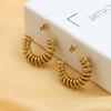 Wind Niche Design Titanium Steel C-Shaped Ear Jewelry Female Personality Exaggerated 18K Electroplated Spring Earrings