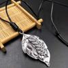 Collana con Ciondolo Pesce Auspicioso Stile Letterario Donna Retro Ciondolo Pesce Corda di Cuoio Catena per Maglione Ciondolo