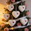 Festival Rabbit Hair Ball Heart Ornament Feature Ribbon Hanging Adornment For Holiday Party And Home Decors Accent