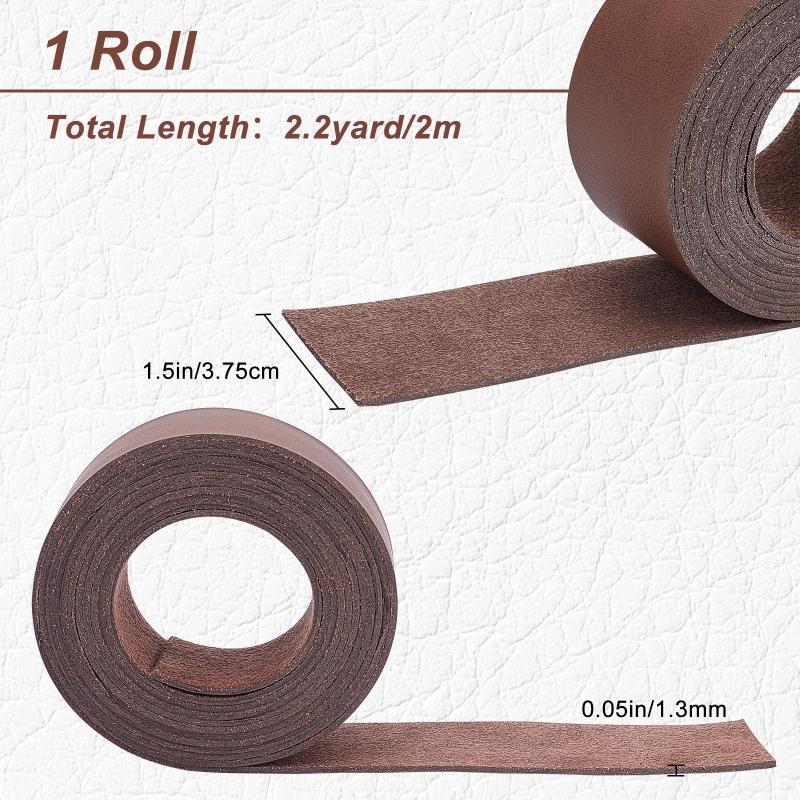 Dark Brown Genuine Leather Strap Strip 1/2 Inch Wide 79 Inch Long Leather Belt Wrap 1.3mm Thick Single Sided Flat Cord for DIY