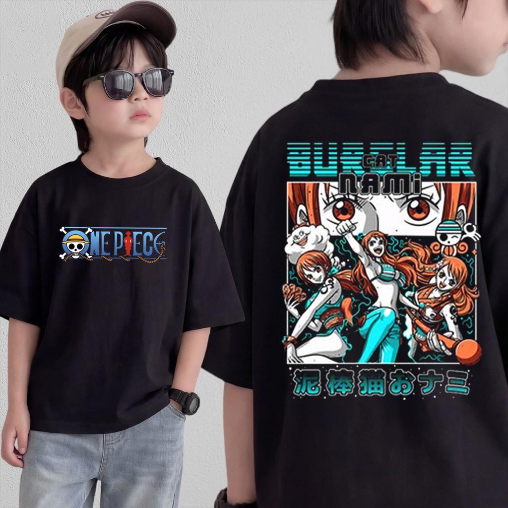Anime One Piece Cosplay TShirt Cotton Short Sleeve Tops Casual Loose Retro TShirt Men Women Kids Family Matching Outfits