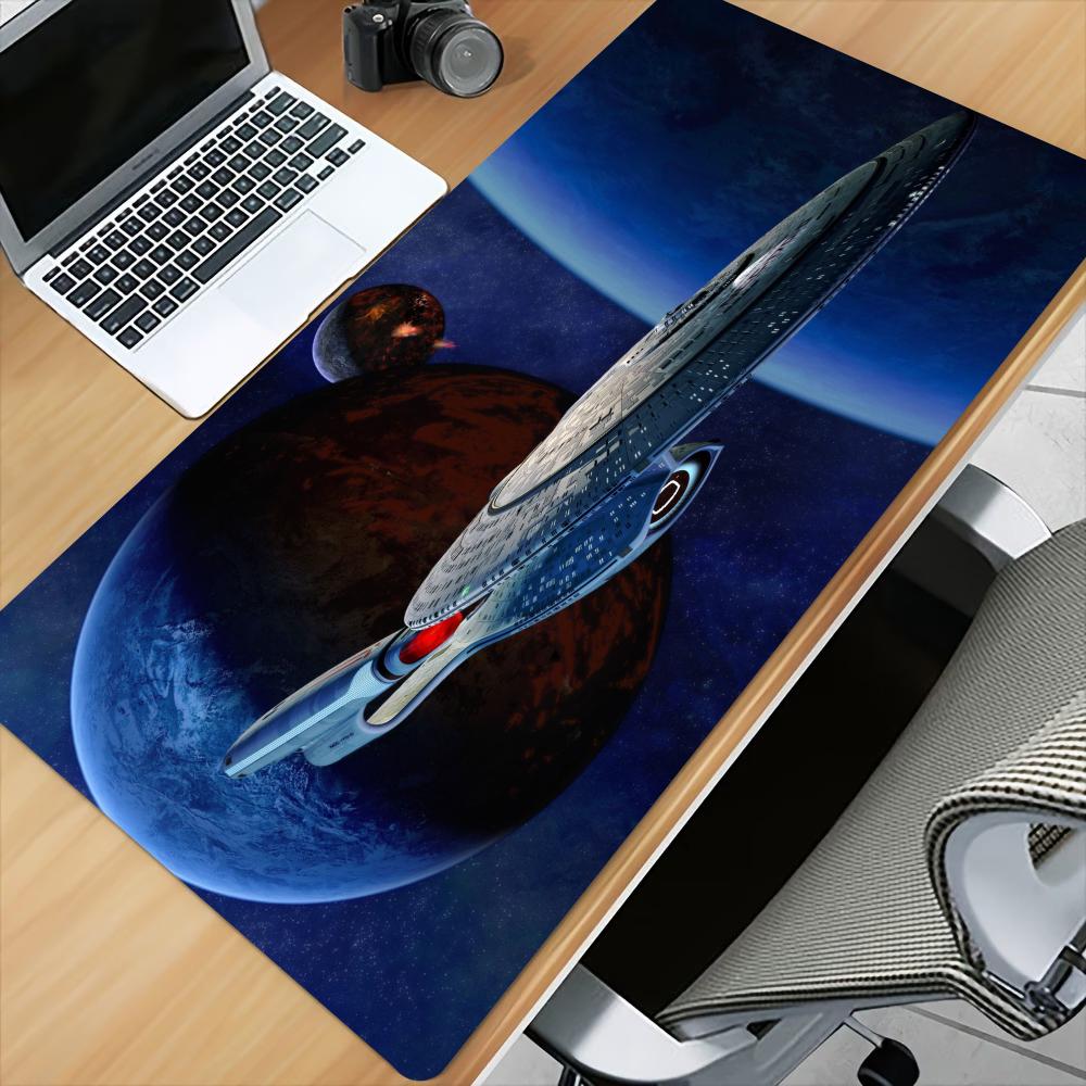 Desk Mat Sci Fi Spaceship Galaxy Print Anti Slip Rubber Mousepad Stitched Edge Keyboard Pad For Pc Laptop Gamers Accessory