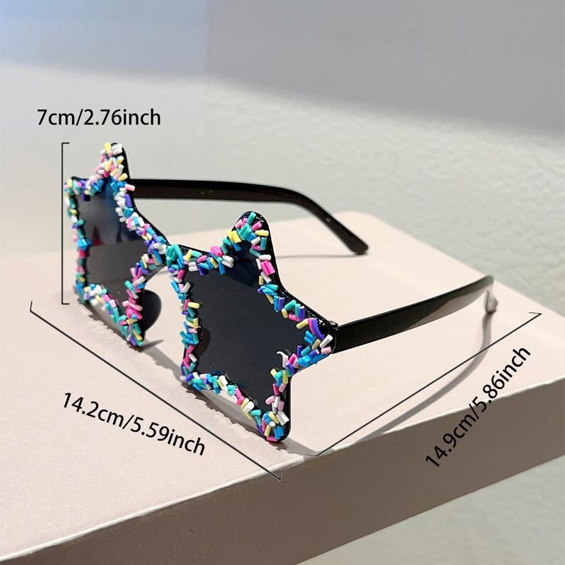 Cute Star Shaped Sunglasses with Sprinkles Women Stylish Beach Holiday Decor Shades Trendy Original Design Sun Glasses