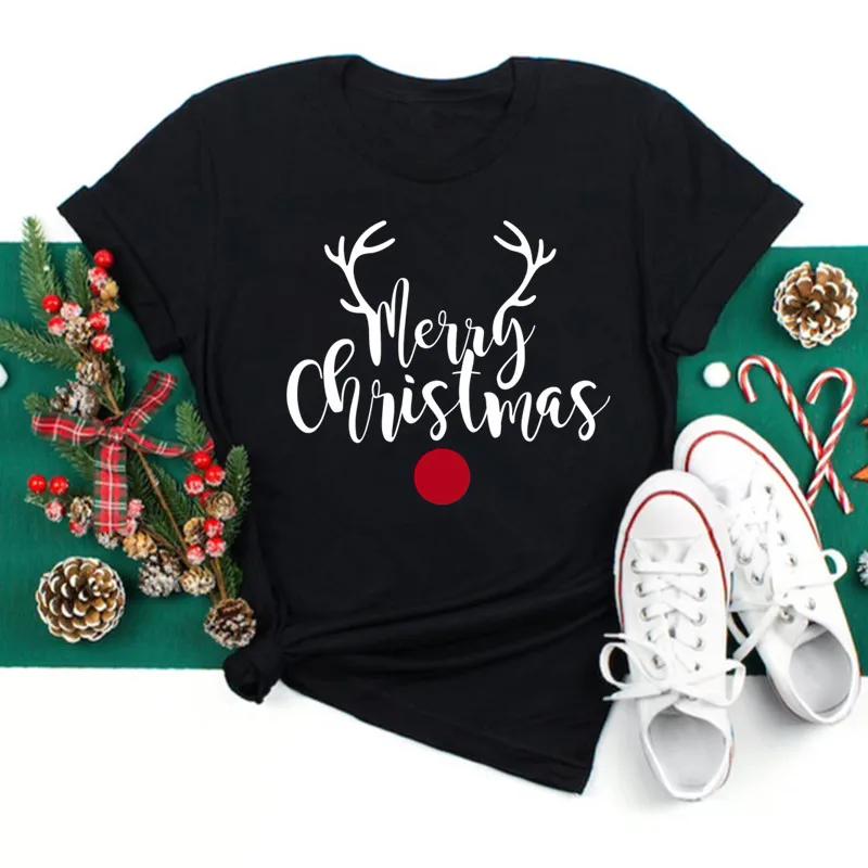 Just A Girl Who Loves Christmas Print Women T-shirts Cute Female Christmas Clothes New Year Party Tshirt