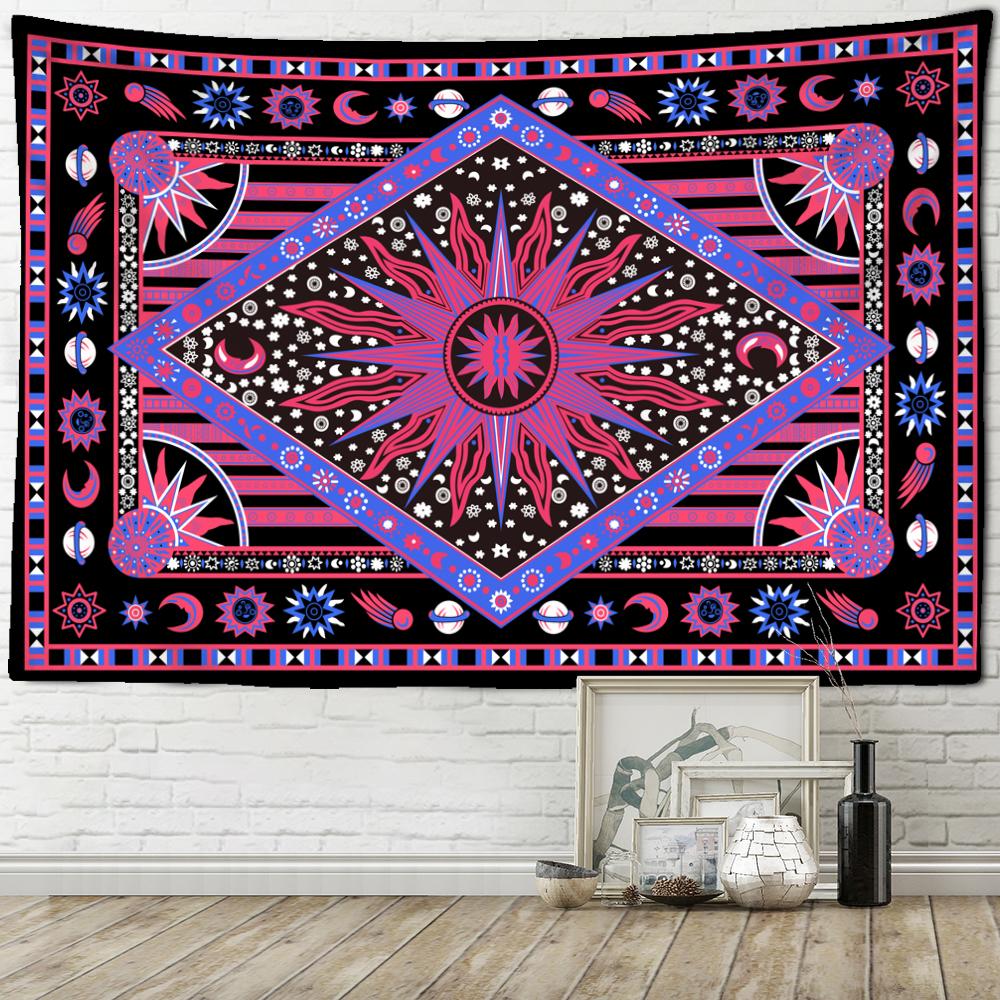 Pink Purple Sun Moon Tarot Tapestry Wall Hanging Psychedelic Witchcraft Bohemian Style Living Room Bedroom Home Decor