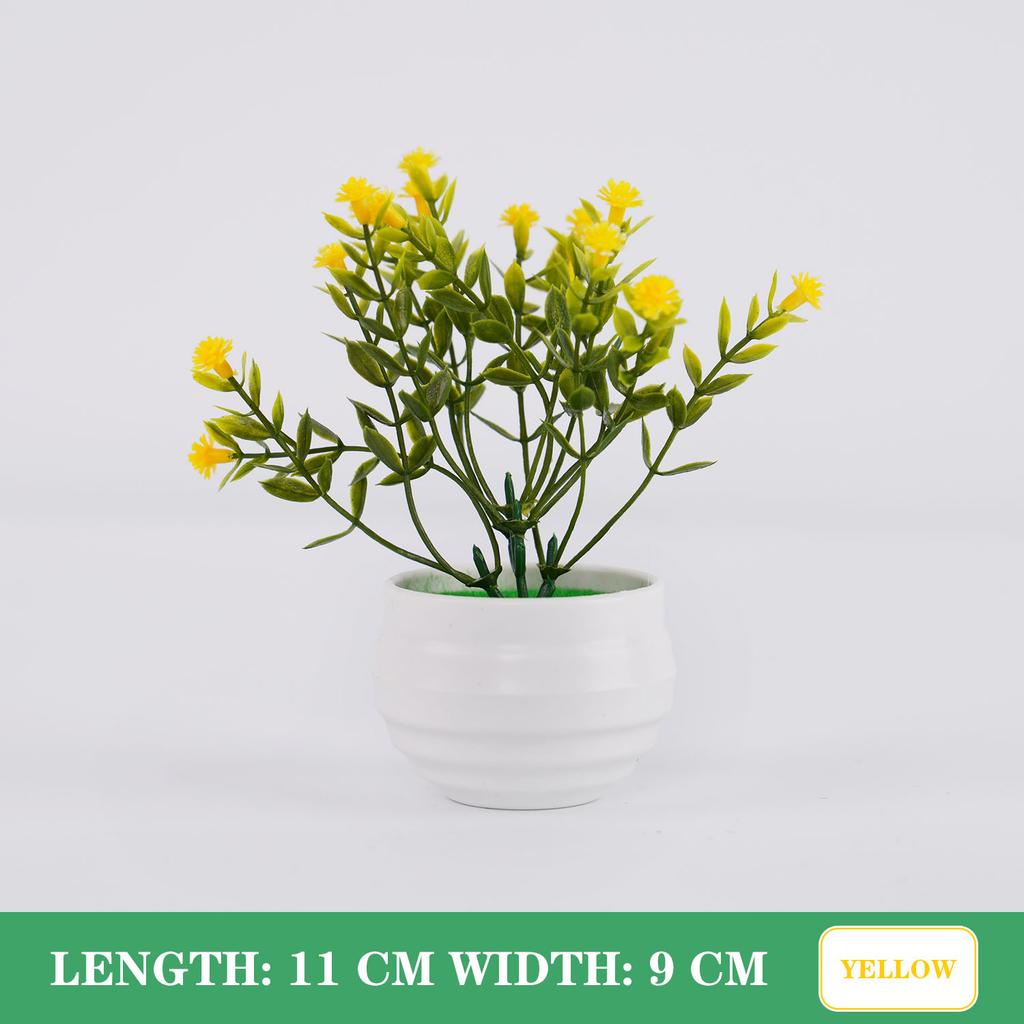 Mini Artificial Bonsai Plants Small Simulated Tree Pot Grass Fake Flowers Home Garden Office Table Room Decorative Ornaments