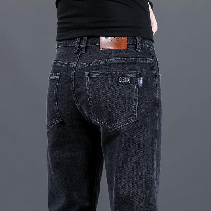 New Men's Casual Black Elastic Denim Pants Spring Autumn Loose Fit Straight Leg Versatile Casual Trousers for Men