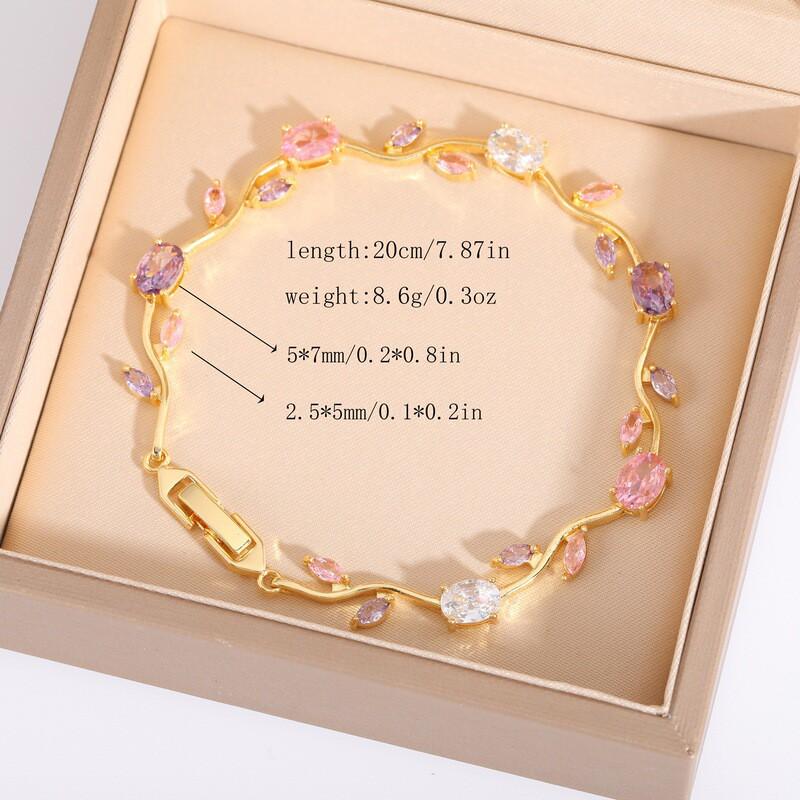 Elegant Zircon-Embellished Tree Branch Bracelet In Eco-Friendly Copper With Gold Plating Unisex Luxury Jewelry Daily Wear