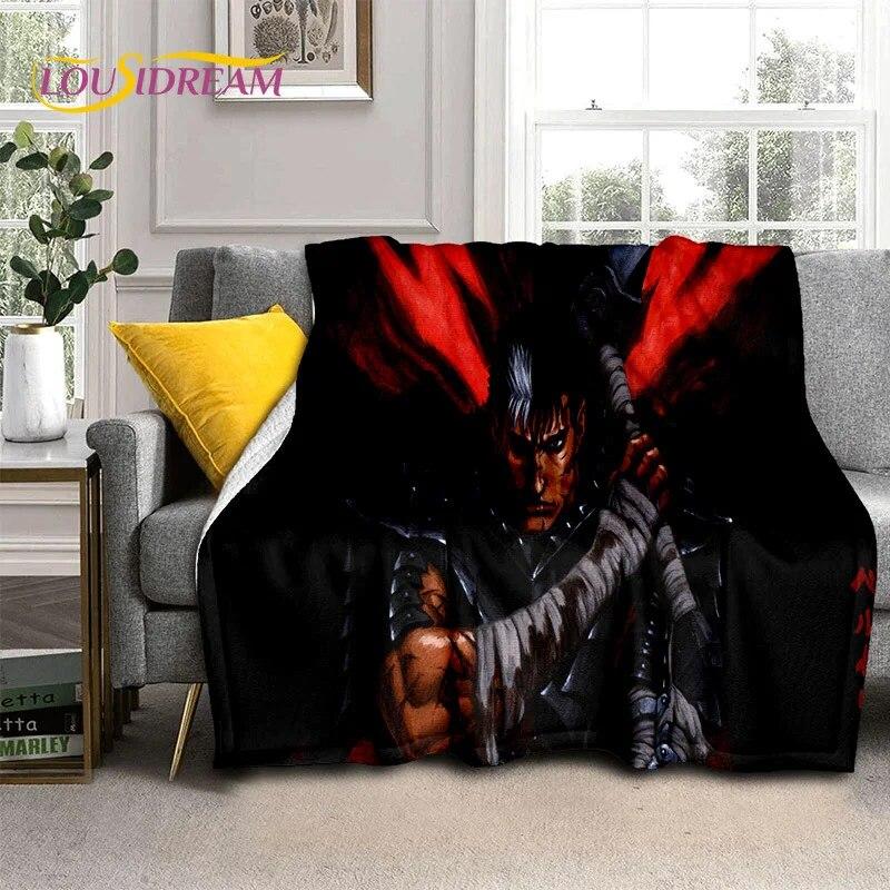 3D Anime Calssic Berserk Cartoon HD Blanket,Soft Throw Blanket for Home Bedroom Bed Sofa Picnic Travel Office Cover Blanket Kids